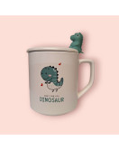 Чашка з кришкою і ложкою 350мл Динозавр Dinosaur 2 (46-1)
