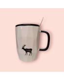 Чашка з кришкою і ложкою "Інь Янь" Deer 400мл (633)