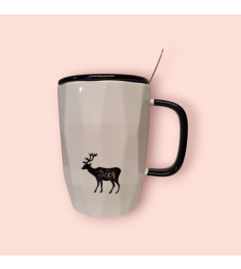 Чашка з кришкою і ложкою "Інь Янь" Deer 400мл (633)
