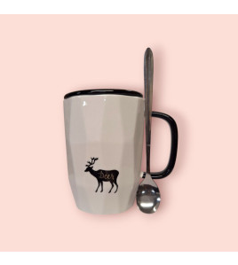 Чашка з кришкою і ложкою "Інь Янь" Deer 400мл (633)