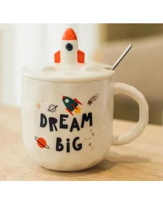 Чашка з кришкою і ложкою Політ 400мл арт.9004D