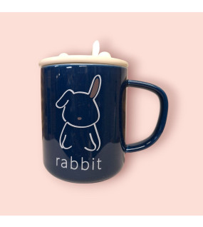 Чашка Звірята з кришкою і ложкою в наборі 350мл. Rabbit 631