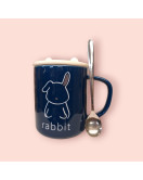 Чашка Звірята з кришкою і ложкою в наборі 350мл. Rabbit 631