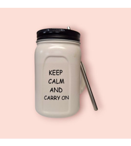 Чашка з кришкою і трубочкою 350мл KEEP CALM (120224)