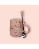 Чашка Єдиноріг з кришкою і ложкою в наборі 400мл. pink (сс130)