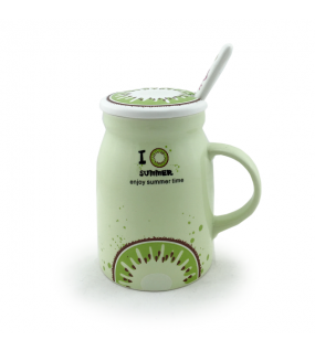 Чашка з кришкою і ложкою 400мл Light green (120227)