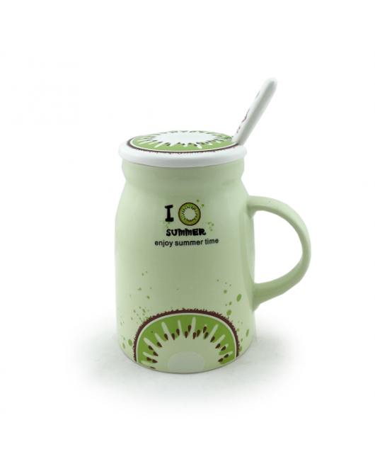 Чашка з кришкою і ложкою 400мл Light green (120227)