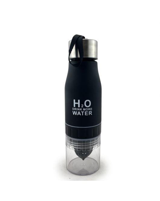 Пляшка для води і напоїв "H2O" чорна 600 мл (QC-650)