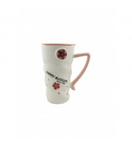 Чашка з кришкою і ложкою "Flowers" №1 400мл (CY-6052)