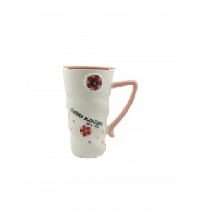 Чашка з кришкою і ложкою "Flowers" №1 400мл (CY-6052)