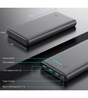 УМБ QTshine Power Bank 26800 мАг - портативний зарядний пристрій великої ємності зі швидкою зарядкою
