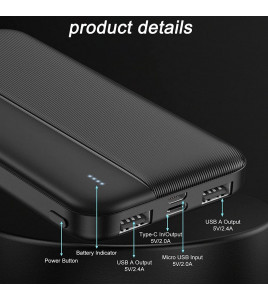 УМБ GREPRO 10000 mAh 10Вт 2xUSB Black 