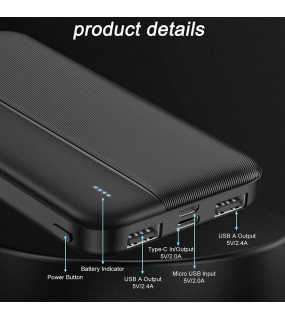 УМБ GREPRO 10000 mAh 10Вт 2xUSB Black 