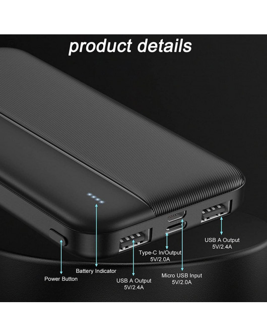 УМБ GREPRO 10000 mAh 10Вт 2xUSB Black 